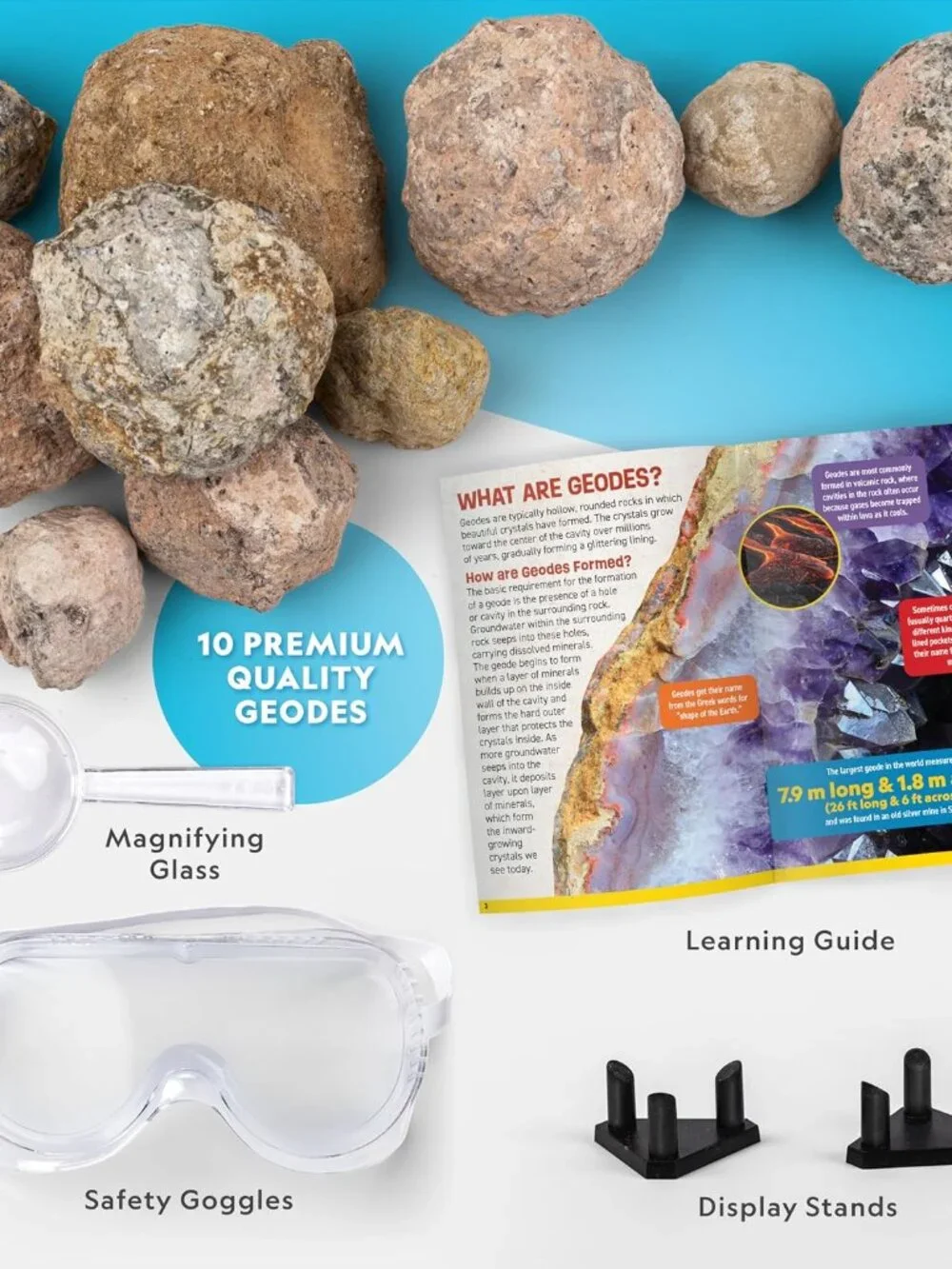 New National Geographic Break Open 10 Geodes Science Stem Kit Birthday Gift Geol